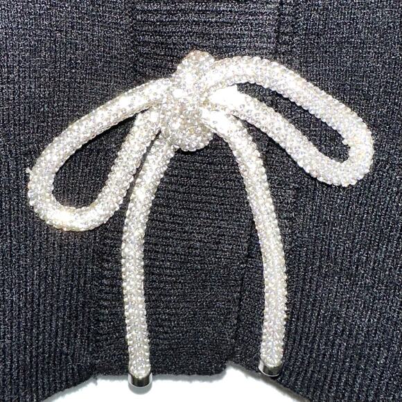 NWT Express Black Viral Influencer Favorite Rhinestone Bow Cardigan Size XL - Picture 6 of 15